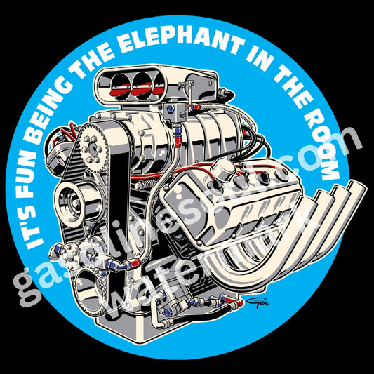 It's fun being the ELEPHANT in the room! (sticker) BLUE