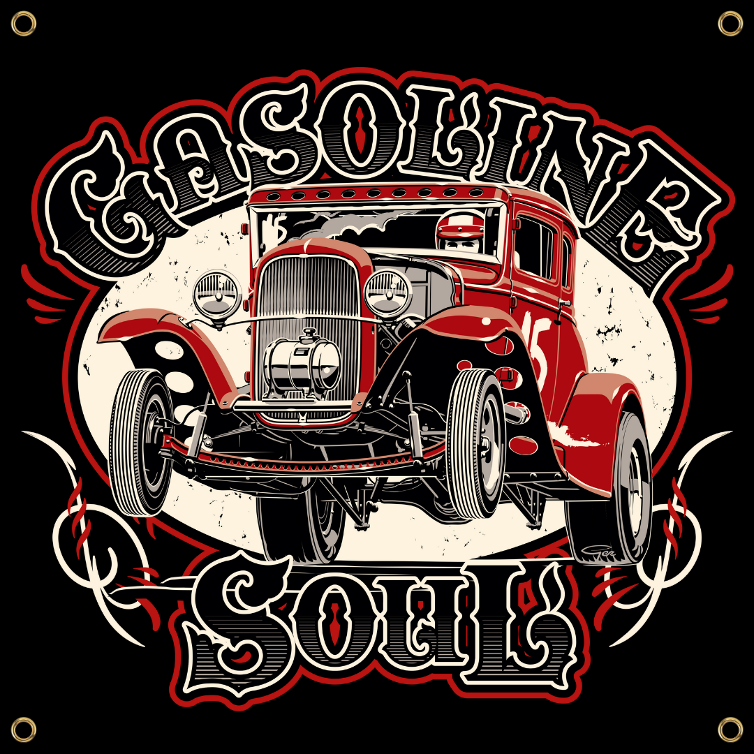 GASOLINE SOUL WHEELS UP COUPE BANNER