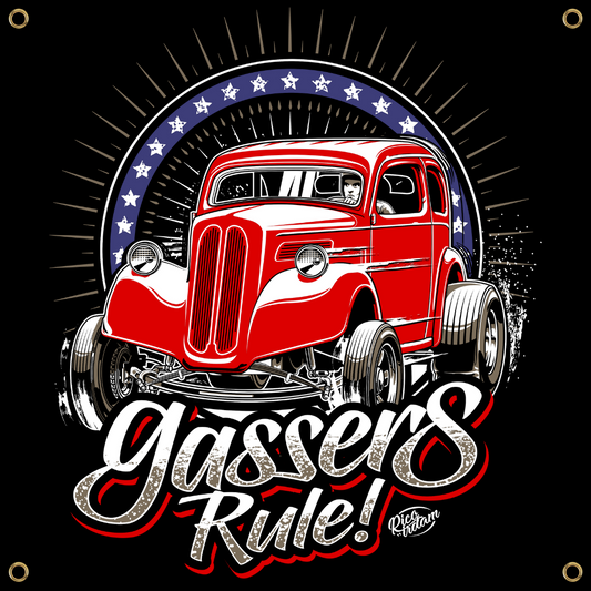 GASSERS RULE RED WHITE & BLUE BANNER