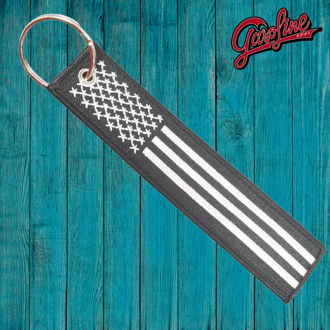 FLAG KEYCHAIN...TONAL (BLACK AND WHITE)